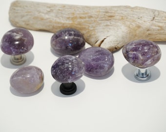 Tumbled Amethyst Cabinet Knobs Beach Cabinet Knob Singles - Choose Your Hardware