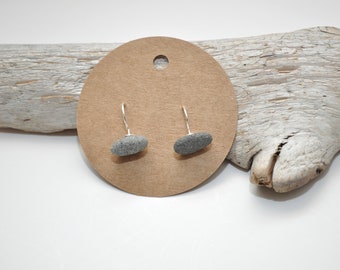 Silver French Hook Earrings with Beach Pebbles