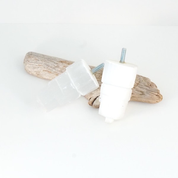 Curtain Rod Finial Pair - Selenite Towers