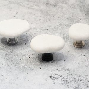 Custom Cabinet Knobs - Glittering White Marble - Choose Your Stones and Metal Base Color