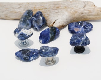 Sodalite Cabinet Knobs - Set of 8 - Choose Your Stem Color