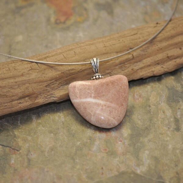 Beach Rock Necklace - Abstract Pink Heart