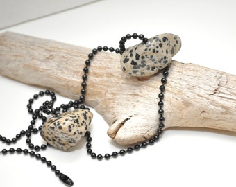 Light and Fan Pull Pair - Dalmatian Jasper