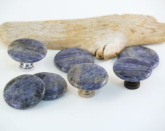 Sodalite Gemstone Cabinet Knob Singles - Choose Your Hardware