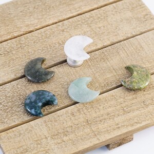 Moon Shaped Gemstone Cabinet Knob Singles Choose Your Stem Color image 3