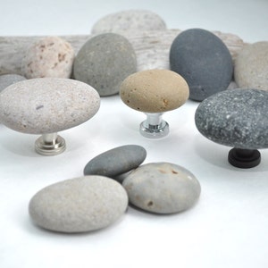 CUSTOM ORDERS Beach and River Rock Pebble Stone Cabinet Knobs Pulls Hardware image 1