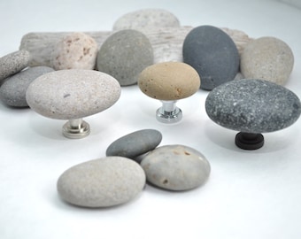 CUSTOM ORDERS - Beach and River Rock Pebble Stone Cabinet Knobs Pulls Hardware