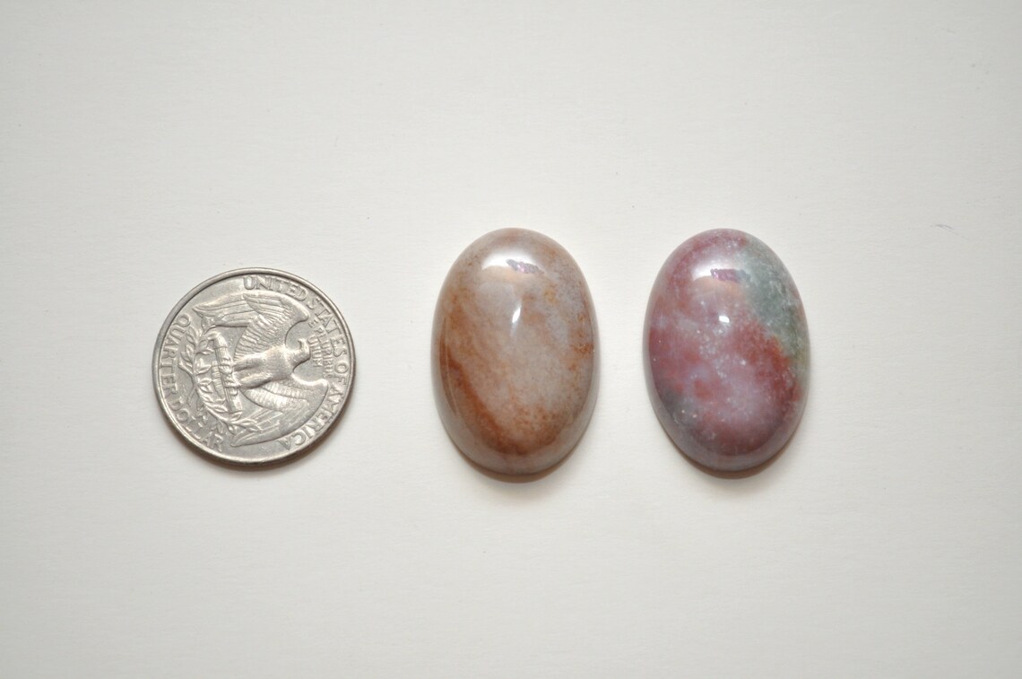 Par de perillas del gabinete del cabujón de ágata india | Etsy