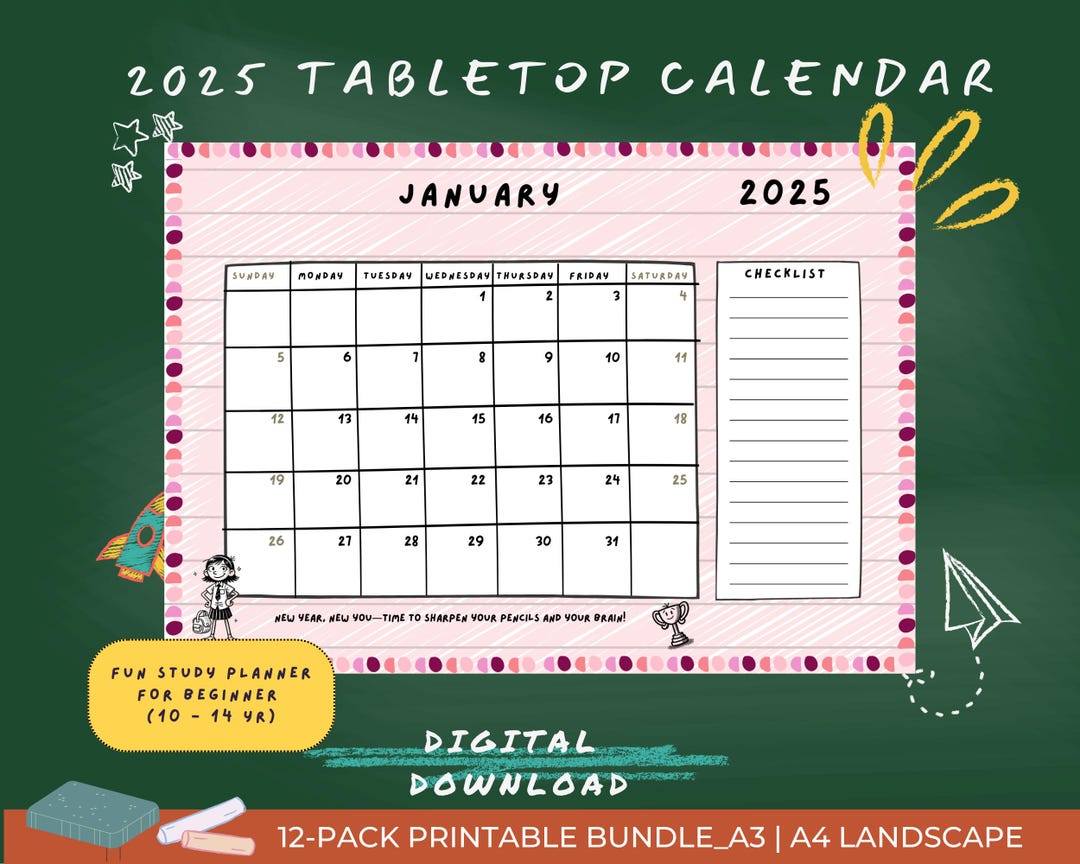 2025 Kids Study Planner, Table Top Planner, Pink - Etsy