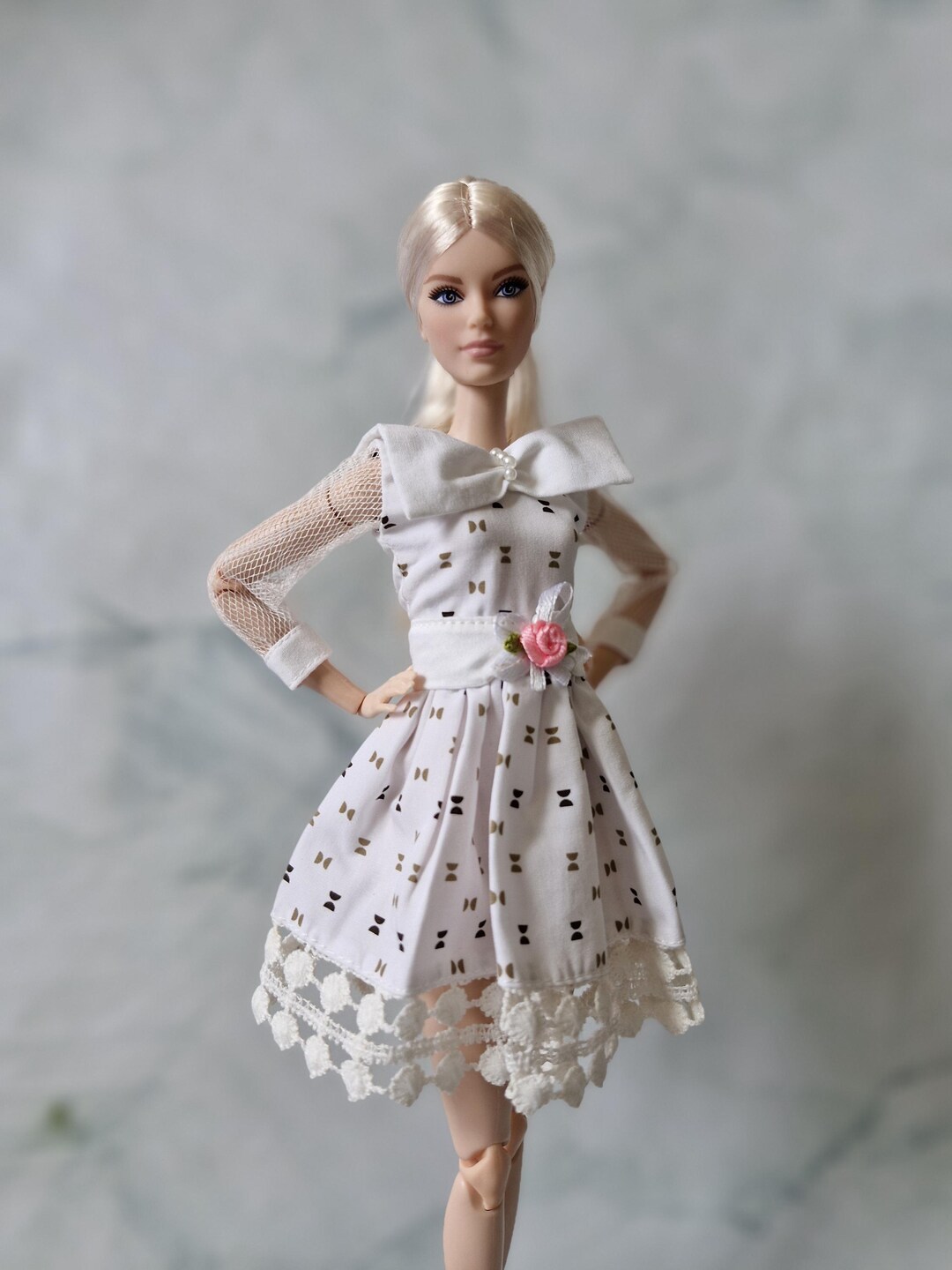 Schwarz Rosa Stern Outfits Mode Puppenkleid Für Barbie