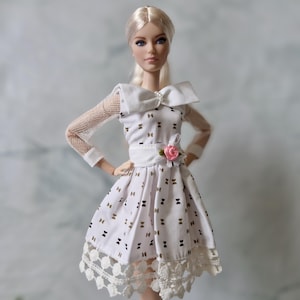 White dress for doll, 1/6 doll , 12 inch doll