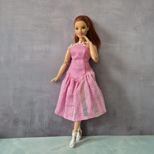 Pink dress for curvy doll, 11.5 inch doll