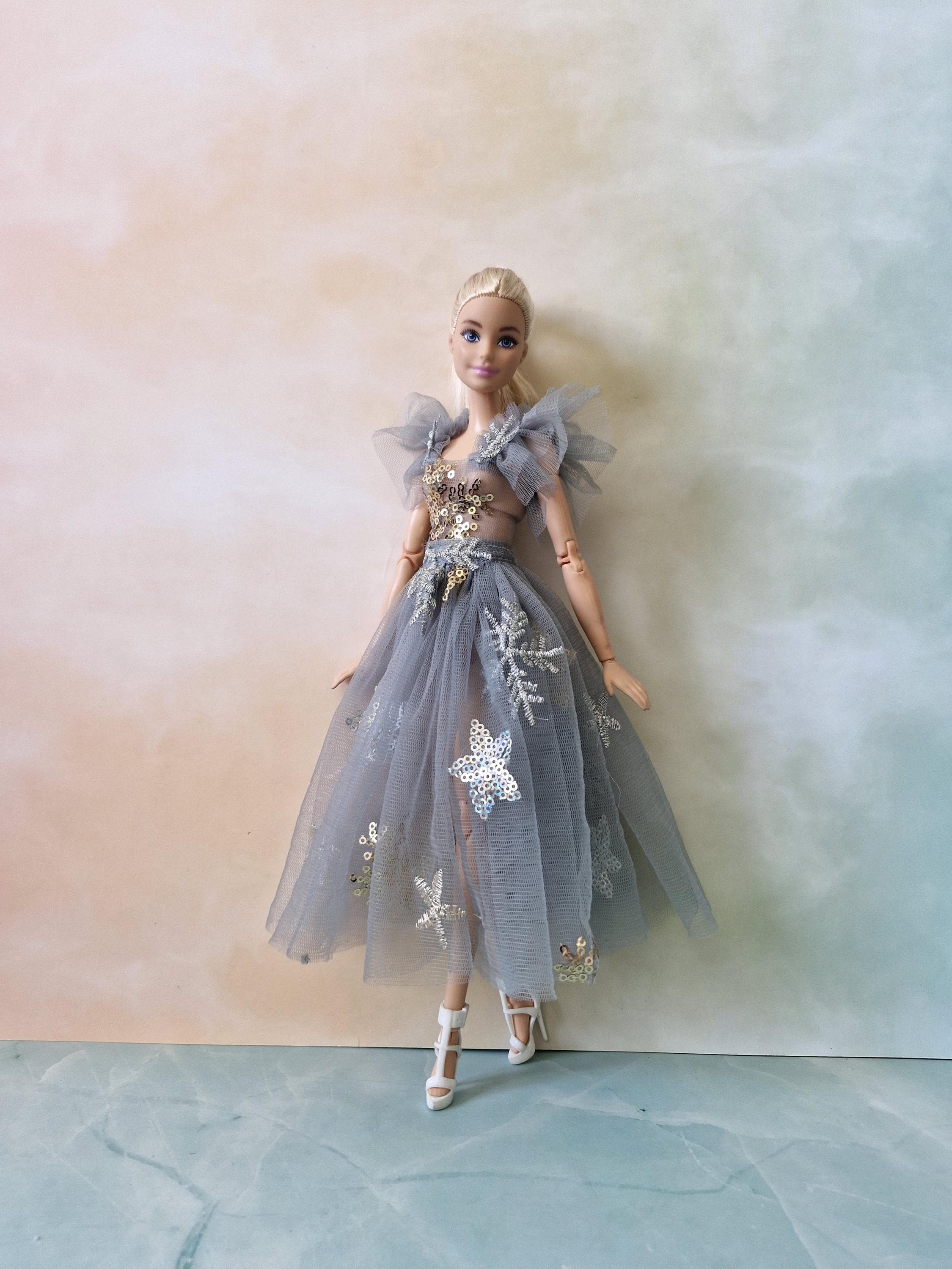 Ensemble robe en tulle paillettes étoiles et flocons de neige