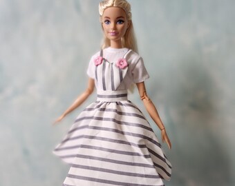 Outfit weißes Top und Kleid für 1/6, 30 cm große Puppe