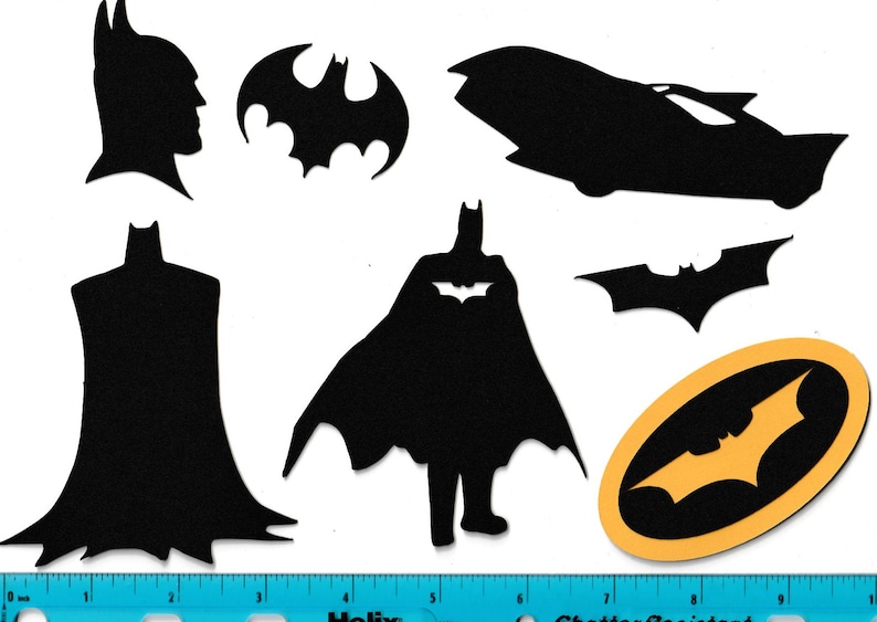 14 Black Silhouette Batman Superhero Inspired Paper Cut Outs Cutouts ...
