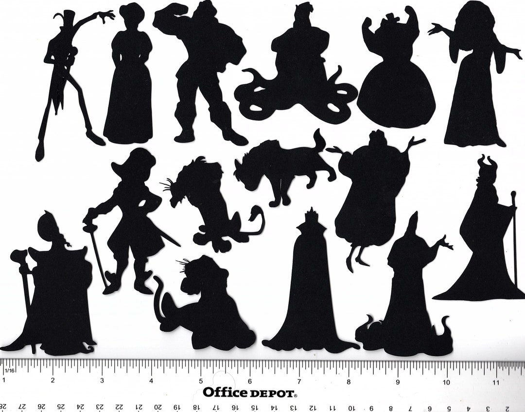 Black Silhouette Disney Inspired Villains Paper Cut Outs Cutouts Shapes ...