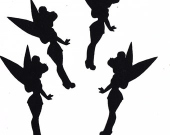 Black Silhouette Fairy Tinkerbell inspired paper cut outs cutouts shapes