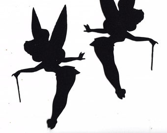 Black Silhouette Fairy Tinkerbell inspired paper cut outs cutouts shapes