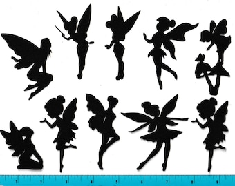 Black Silhouette Fairy Fairies Paper Cut Outs Cutouts Shapes 1 - Etsy