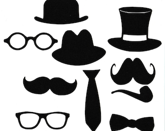 20 Mustache spy Photo Prop Paper Cut Outs, Cutouts, Paper Die Cuts