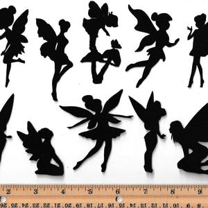 20 Black Silhouette Fairy Fairies paper cut outs cutouts shapes #2