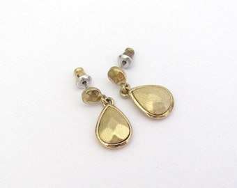 Vintage Earrings Liz Claiborne Small Teardrop Goldtone Pierced Birthday Party Gift for Her Woman Teen Glamcore Earrings