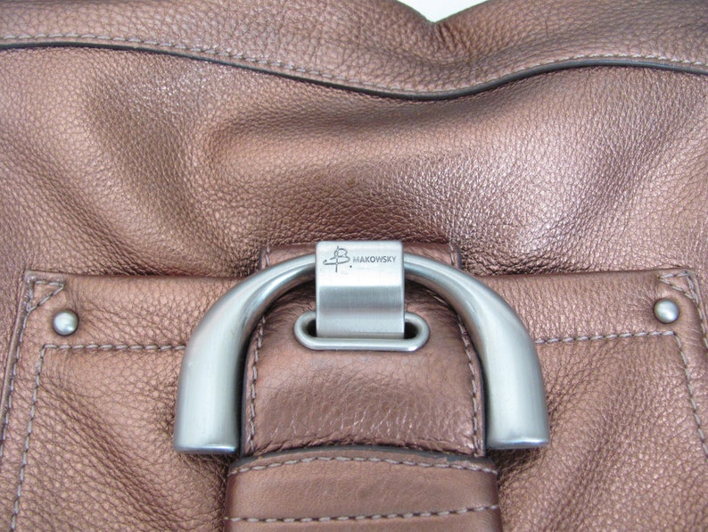 Vintage Makowsky Purse Cross Body Satchel Handbag Bronze Metallic Purse