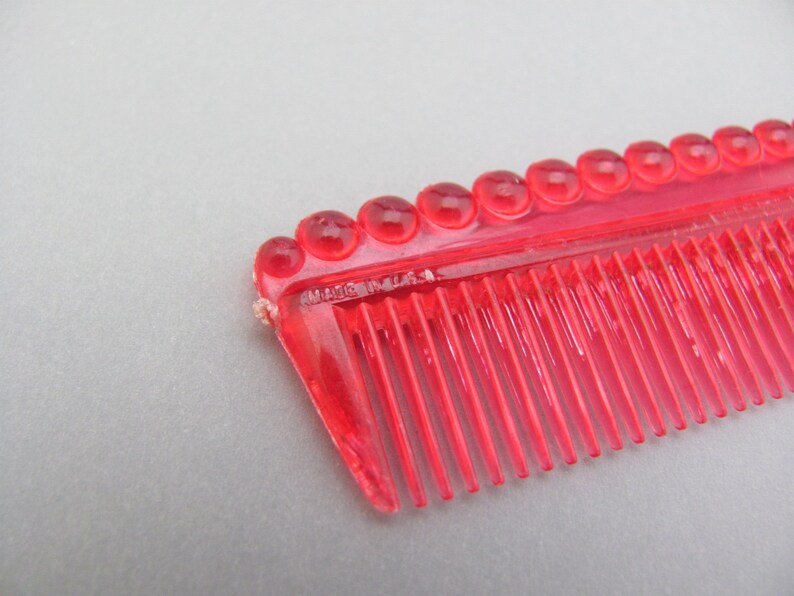 Vintage Red Plastic Hair Comb 5 MADE IN USA 1950s Comb Etsy