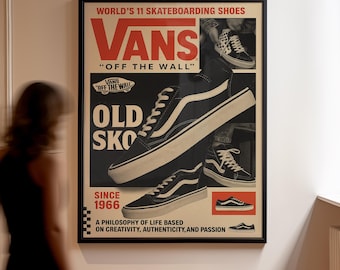 Vintage Vans Old Skool Poster: Retro Skate Culture Wall Art (Digital Print)