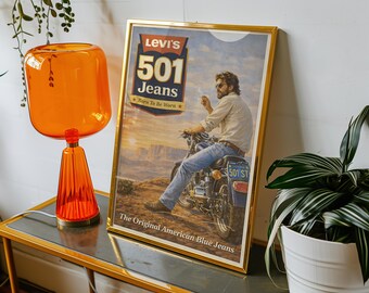 Vintage Levi's 501 Jeans Poster | Retro Biker Denim Wall Art