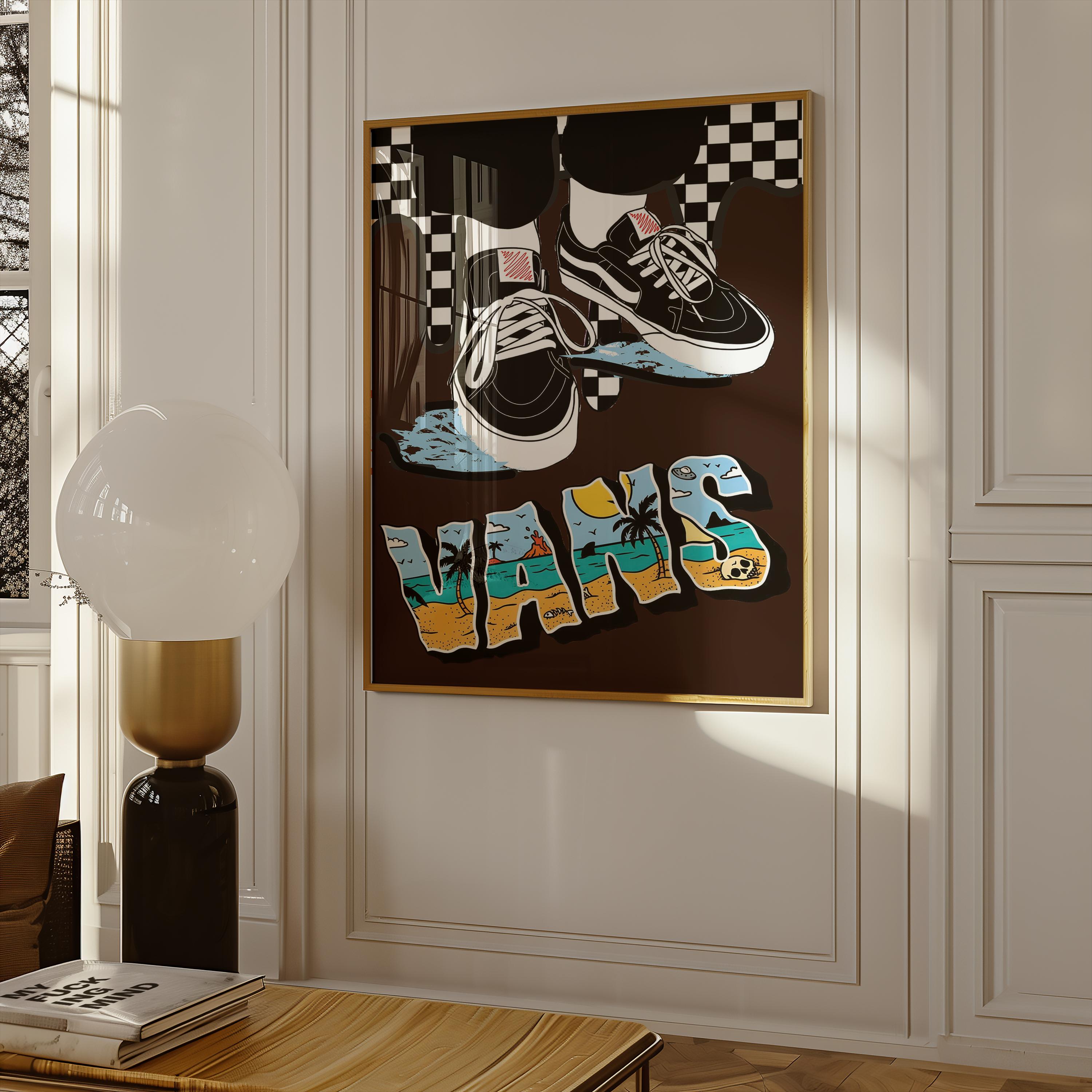 Vans Skateboard Art Poster: Retro Street Culture Decor (digital