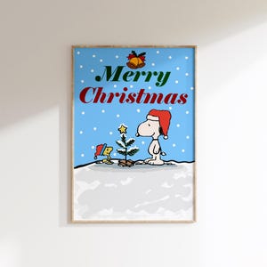 Merry Christmas-poster in vintagestijl: Snoopy Holiday Decor (digitaal afdrukbaar)