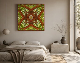 Oak Tree Kaleidoscope Photography, Geometric Abstract Nature Print (Digital Download)
