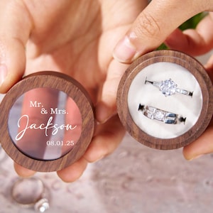 Custom Wood Wedding Ceremony Ring Case,Acrylic-lid Wood Ring ,Ring Bearer,Pwesonlized Ring Box for Wedding Ceremony,Anniversary Gift For Her