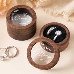 Personalisierte Ehering Box aus Holz mit klarer Acrylabdeckung Benutzerdefinierte Verlobungsvorschlag Halter Hochzeit Ring Träger Brautgeschenk für sie