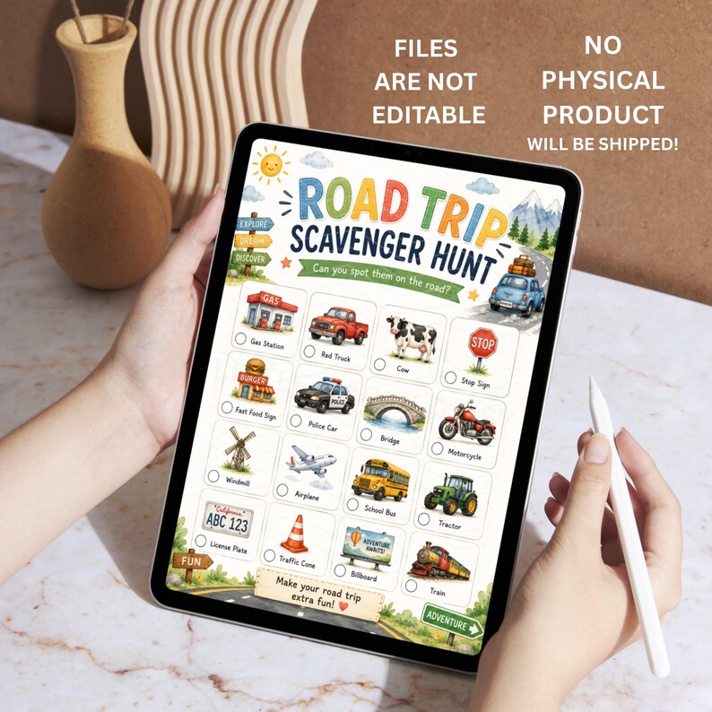 Road Trip Scavenger Hunt Printable for Kids, Car Travel Game (instant ...