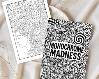 Mandala Coloring Book for Adults: Monochrome Madness No Dot Guide (A4/A5 Digital Download)