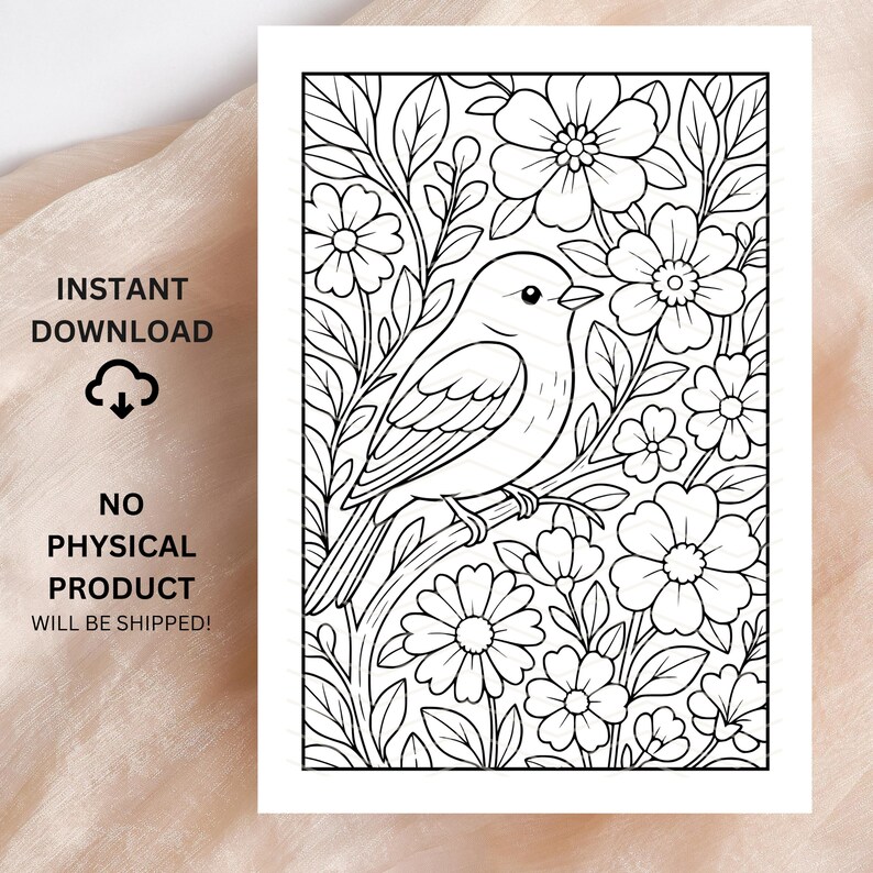 Floral Monochrome Coloring Pages | 25 Printable PDF Designs for Adults | Intricate Flower Line Art, Relaxing Mindfulness Coloring Book