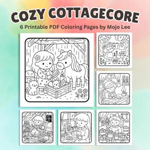 6 Cozy Cottagecore Coloring Book Printable Bold and Easy Adult Coloring Pages Digital Download PDF Cozy Printable Coloring Relaxation Gift