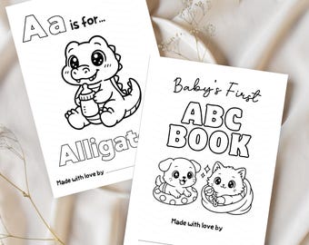 ABC Baby Animal Coloring Book: Baby Shower Activity (Digital Download A4/5x7 size)