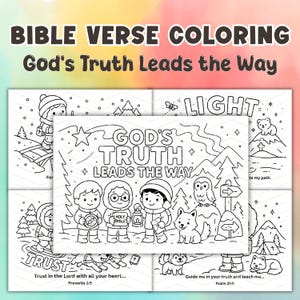 Pagine da colorare con versetti della Bibbia, stampabili, download digitali, attività bibliche per bambini, fogli da colorare per la scuola domenicale cristiana, True North VBS 2025