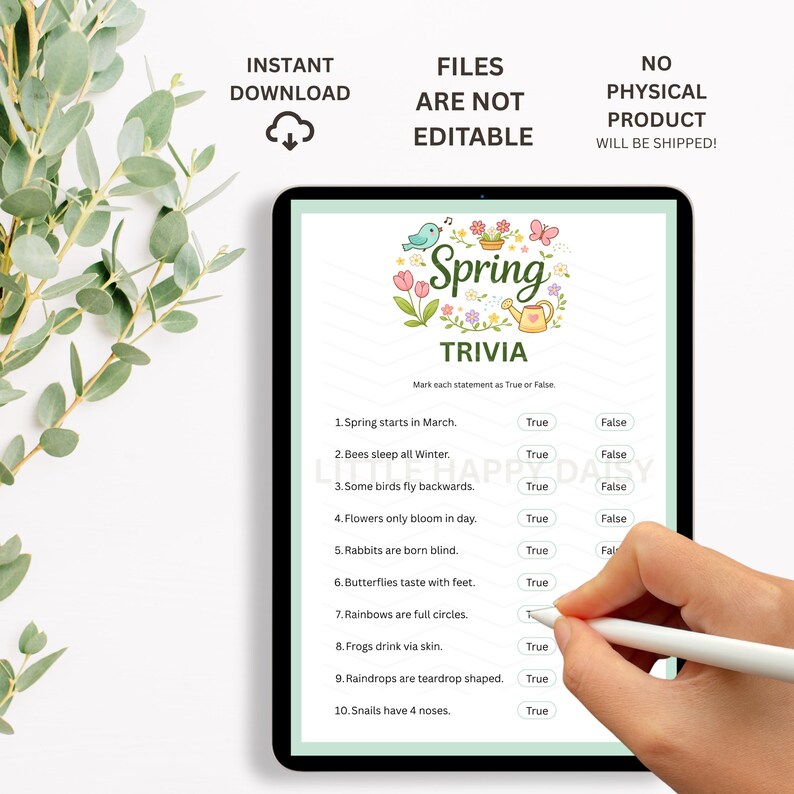 Spring Trivia True or False Printable Game, Icebreaker Games ...