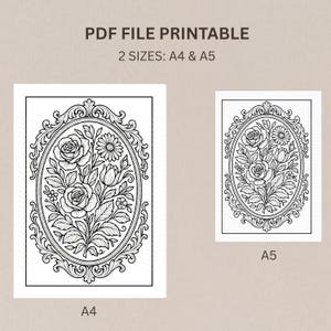 Floral Monochrome Coloring Pages | 25 Printable PDF Designs for Adults | Intricate Flower Line Art, Relaxing Mindfulness Coloring Book