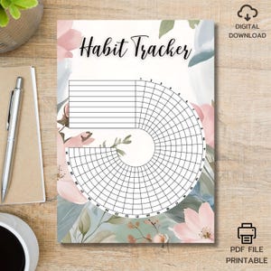 Botanical Cottage June Habit Tracker Printable Journal Page Colored Journal Page Bullet Journal Idea Activity Tracker Digital Printable Page