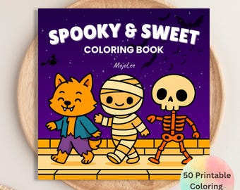 Halloween Coloring Book, Spooky & Sweet Designs (PDF Download)