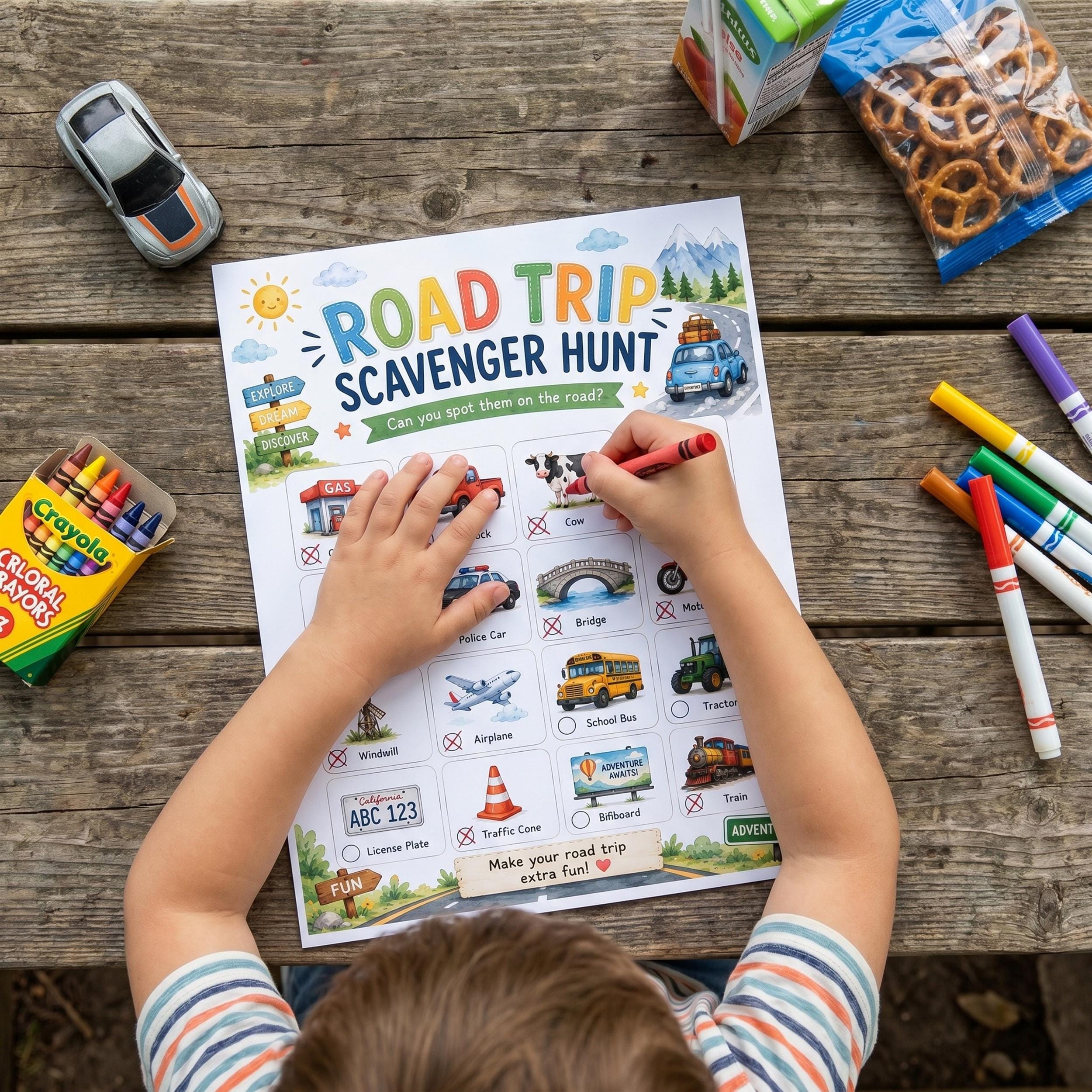 Road Trip Scavenger Hunt Printable for Kids, Car Travel Game (instant ...
