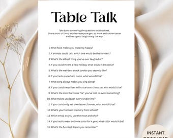 Table Talk Game – Conversation Starter Questions (PDF A4 & A5)