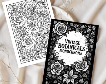 Vintage Botanical Coloring Book: Floral Mandala Pages No Dot Guide (A4/A5 Digital Download)