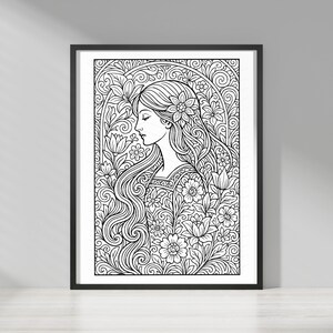 Floral Monochrome Coloring Pages | 25 Printable PDF Designs for Adults | Intricate Flower Line Art, Relaxing Mindfulness Coloring Book