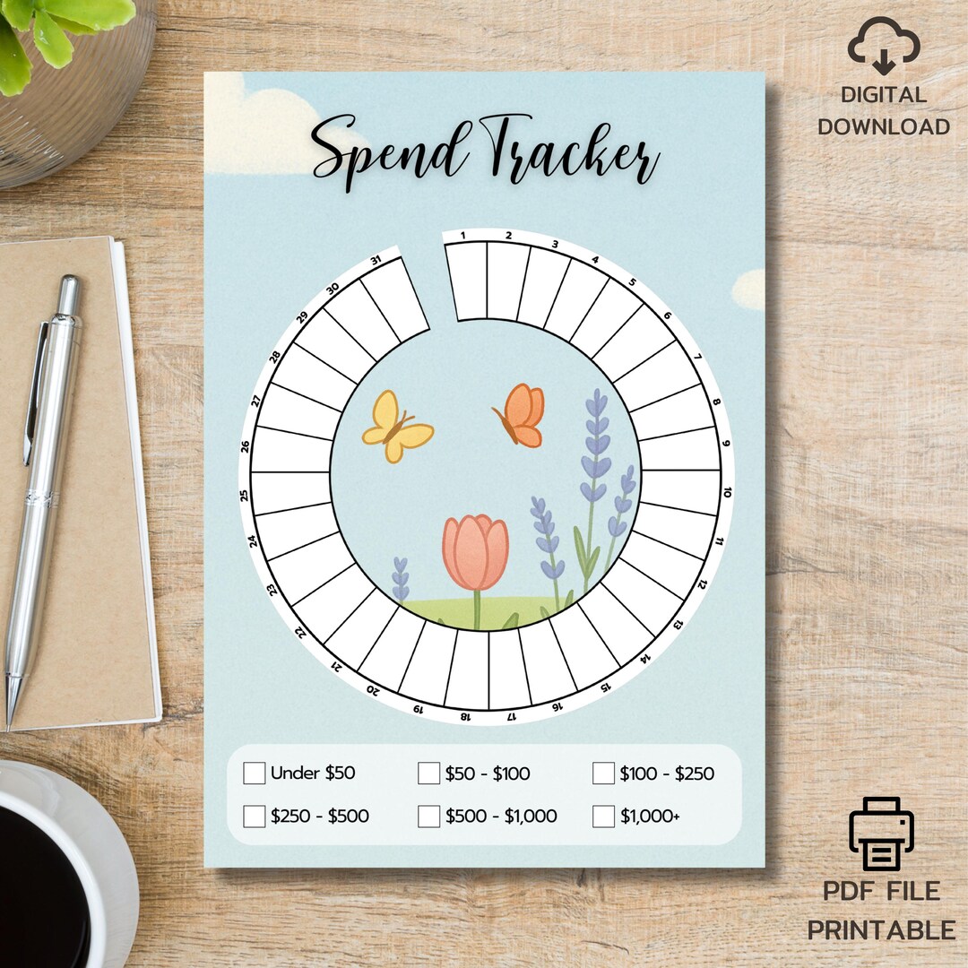 Spring Can Tracker Spring Garden Spend Tracker: Printable Finance Journal (digital ...